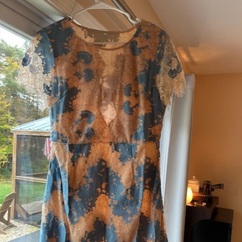 Blue and Peach colored short dress